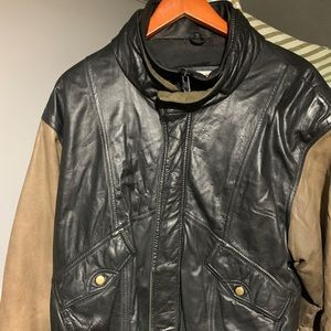 Leather bomber jacket